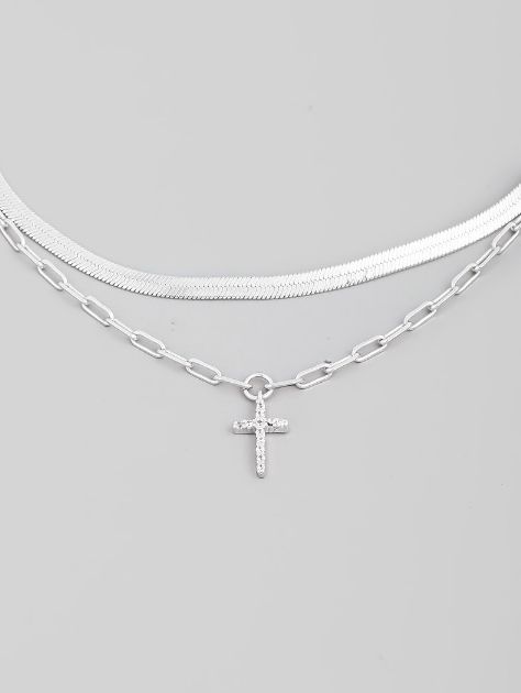 Snake and Cross Double Necklace