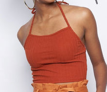 Load image into Gallery viewer, Kimmie Halter Top in Terra Cotta
